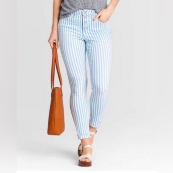 Universal Thread Denim - Universal Thread High Waist Striped Skinny Jeans 00/24R